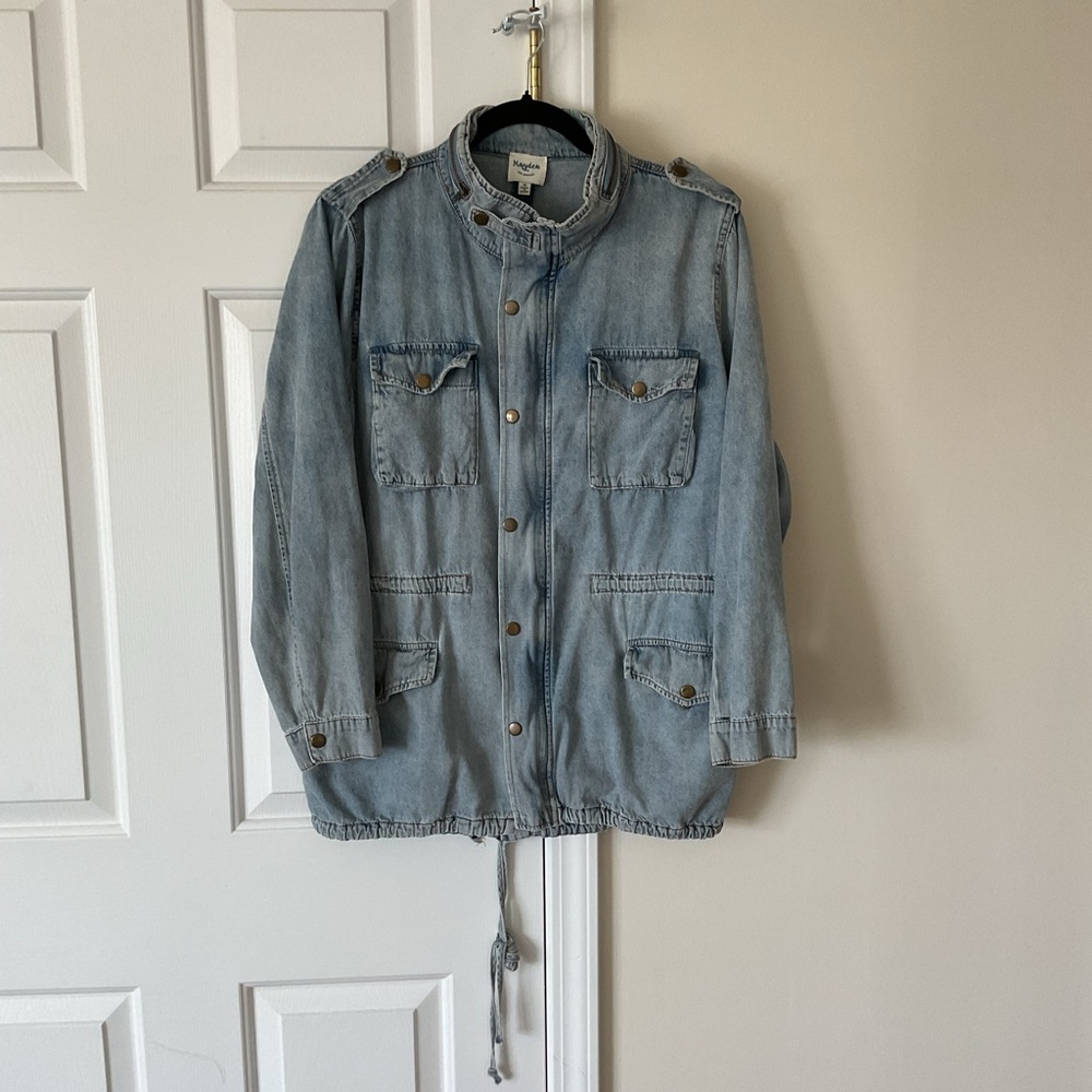 Denim Utility Jacket with Button Accents